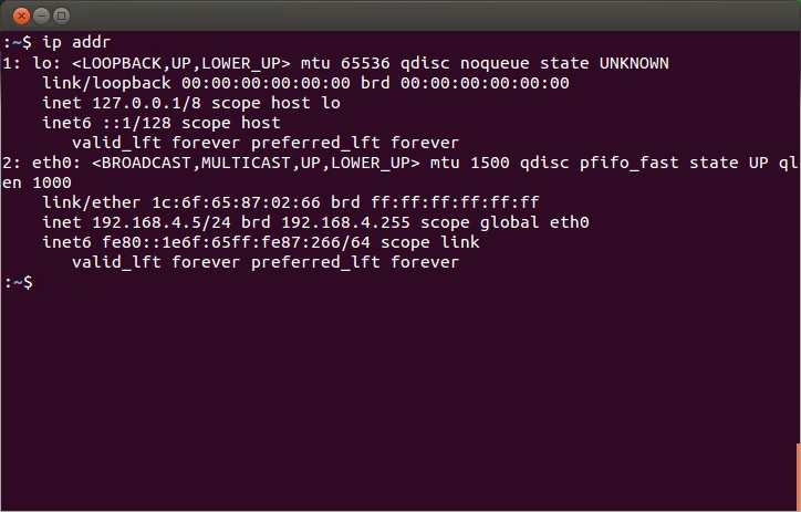 εκτελέστε την εντολή ip addr