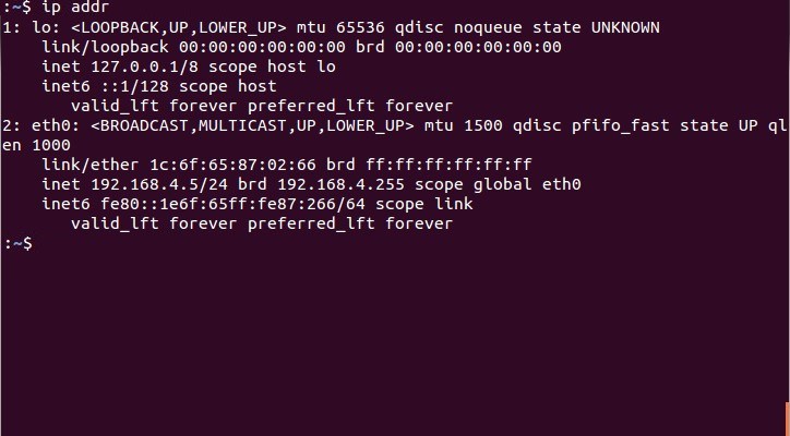 εκτελέστε την εντολή ip addr