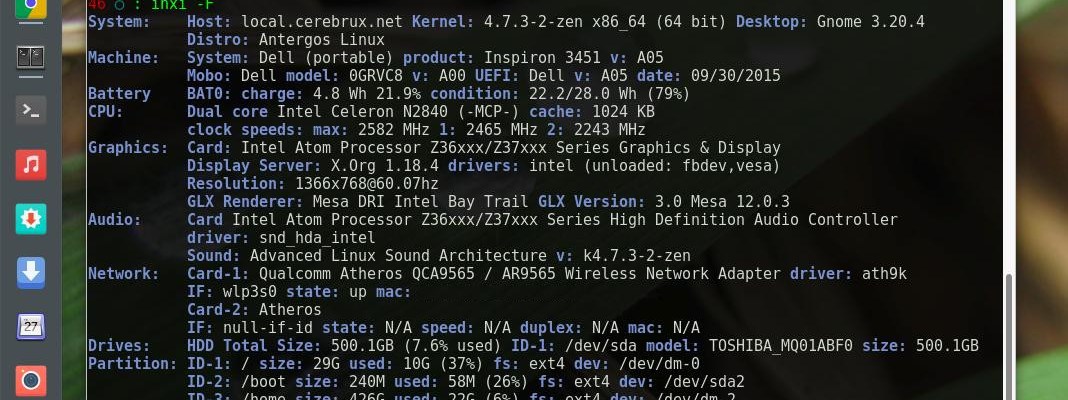 Εργαλεία για πληροφορίες Hardware με το inxi