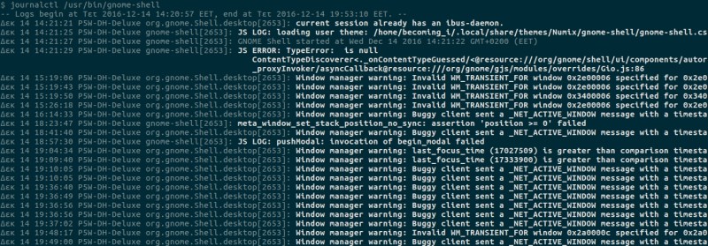 Logs που σχετίζονται αποκλειστικά και μόνο με το gnome-shell