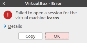 Αδυναμία εκκίνησης της εικονικής μηχανής