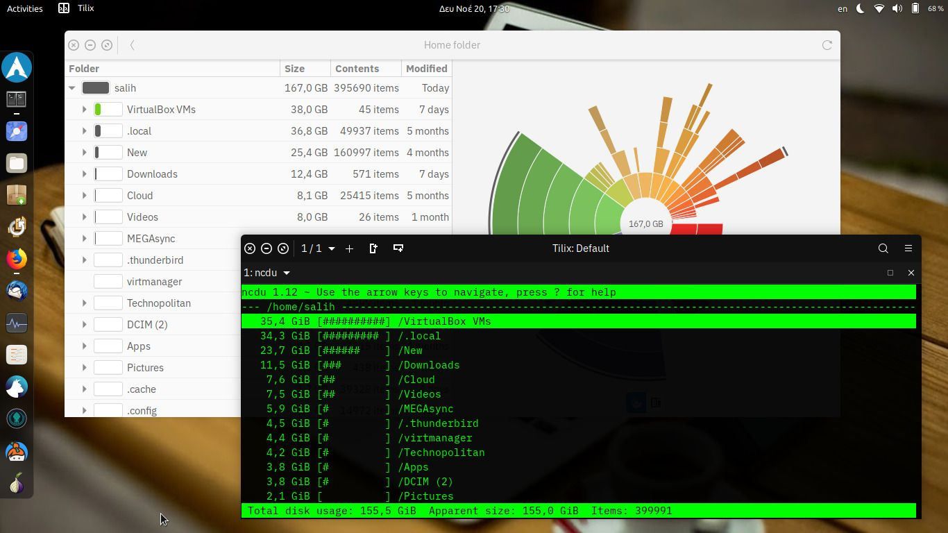 Μέγεθος φακέλων αρχείων στον Δίσκο Linux