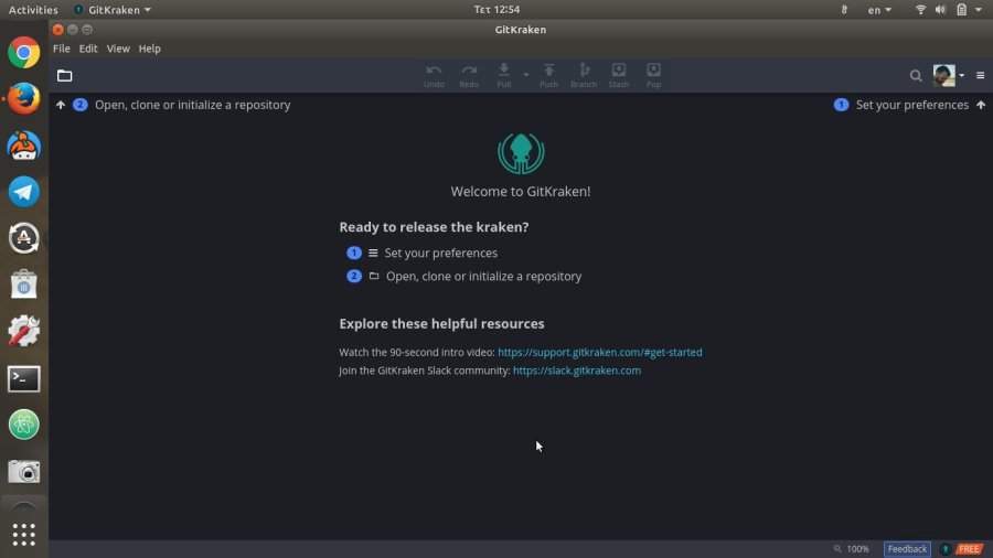 gitkraken διαχείριση git repository - πρώτη οθόνη