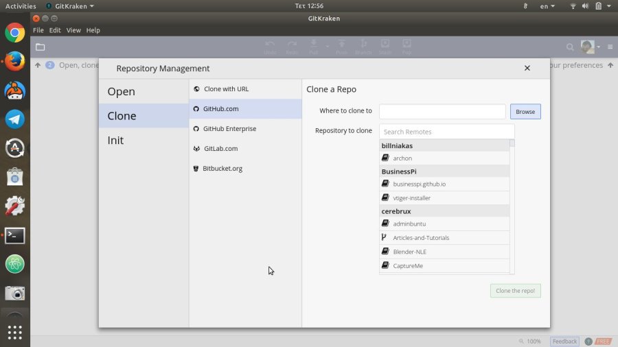 gitkraken διαχείριση git repository clone