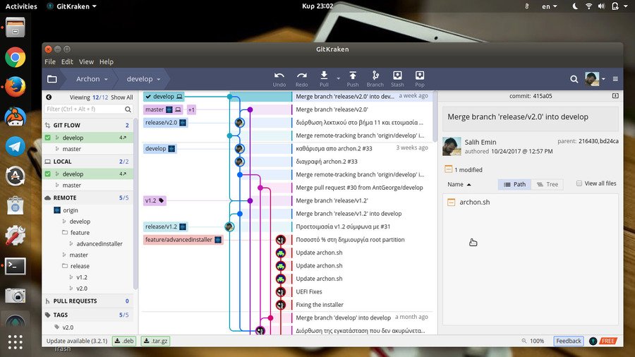 gitkraken διαχείριση git repository commits