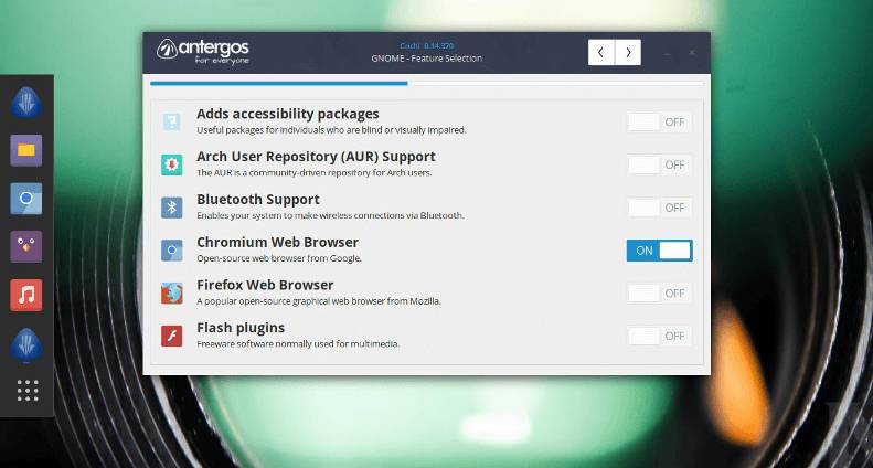 Manjaro vs Antergos - επιλογή πρόσθετων λογισμικών
