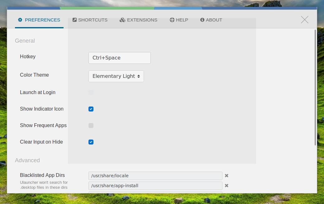 ulauncher ρυθμίσεις - επεκτάσεις