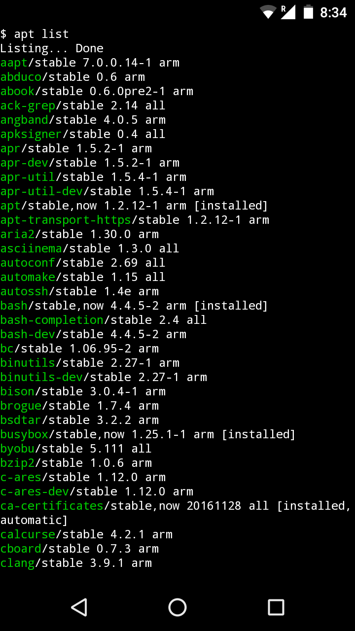 termux-apt-list