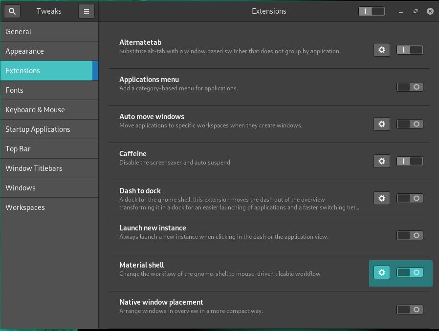 Gnome: Η παράθεση παραθύρων με ένα κλικ - ενεργοποίηση του Material Shell