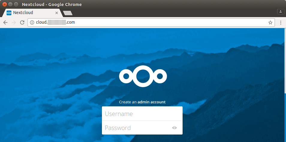 σελίδα πρώτης διαρρύθμισης του Nextcloud