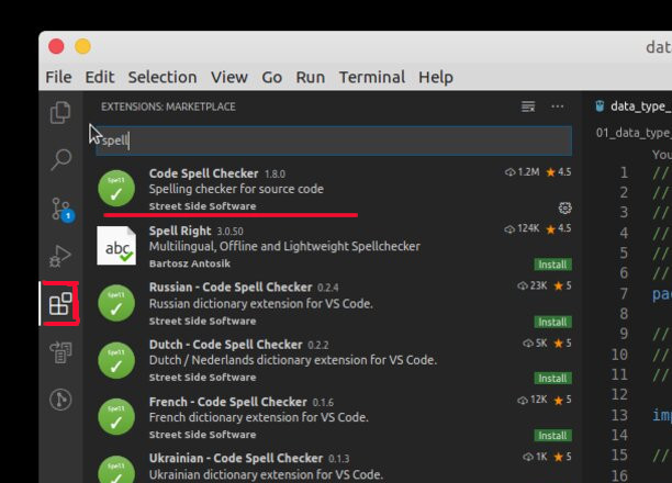 Εγκατάσταση ορθογραφικού ελέγχου στο VSCode