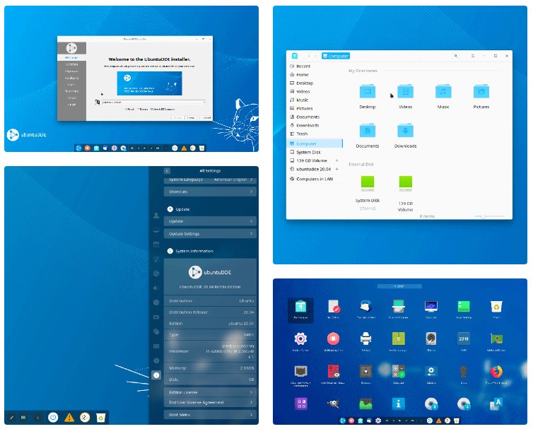 Στιγμιότυπα της Deepin επιφάνειας εργασίας