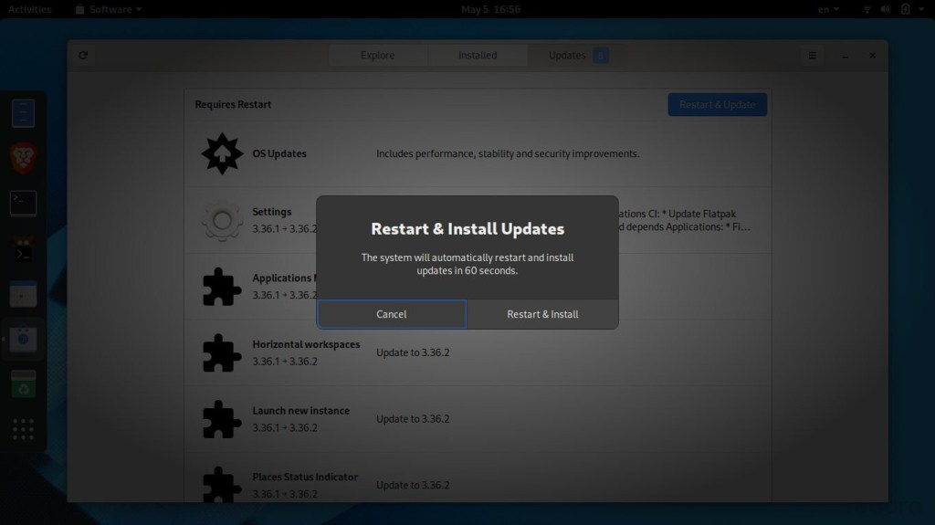 Μόλις πατήσετε το κουμπί ενημέρωσης, το fedora