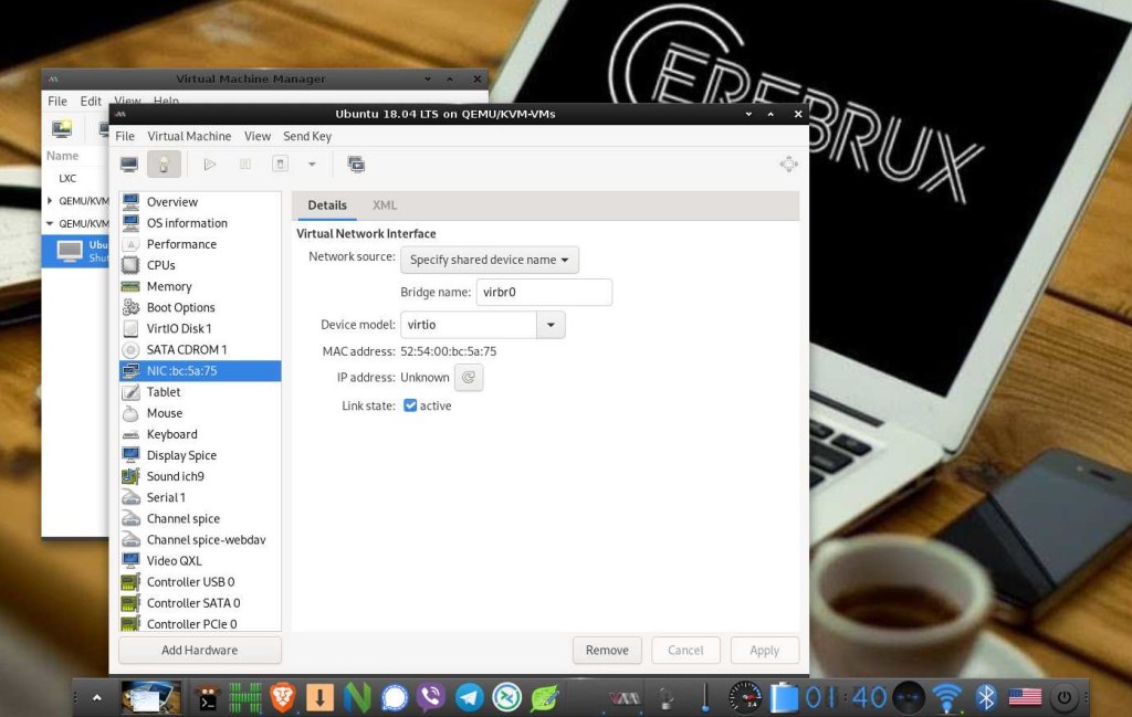 καρτέλα ρυθμίσεων του επιλέξτε το NIC και αλλάξτε