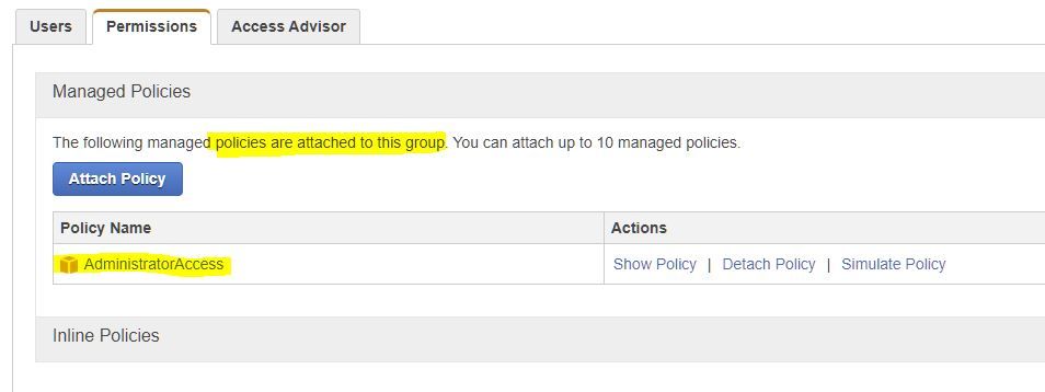 βλέπουμε ότι η “AdministratorAccess” policy