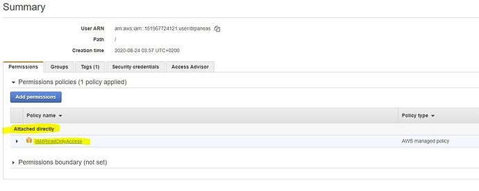 βλέπω ότι πλέον ο IAM drpaneas έχει attached αυτό το policy