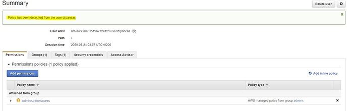 όπως ήταν και πριν, μέλος του admins group