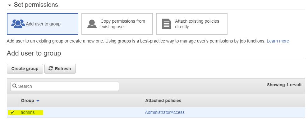 εκεί θα επιλέξω το group που μόλις έφτιαξα