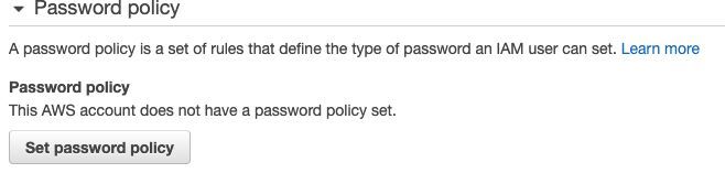 επιλέγουμε Set Password Policy