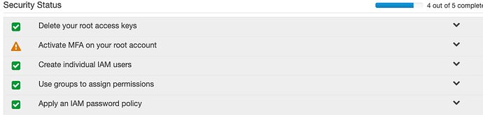 βλέπουμε ότι έχει γίνει πράσινο το Apply an IAM
