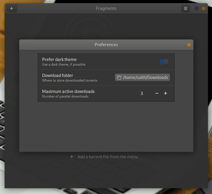 δεξιά έχει τις ρυθμίσεις