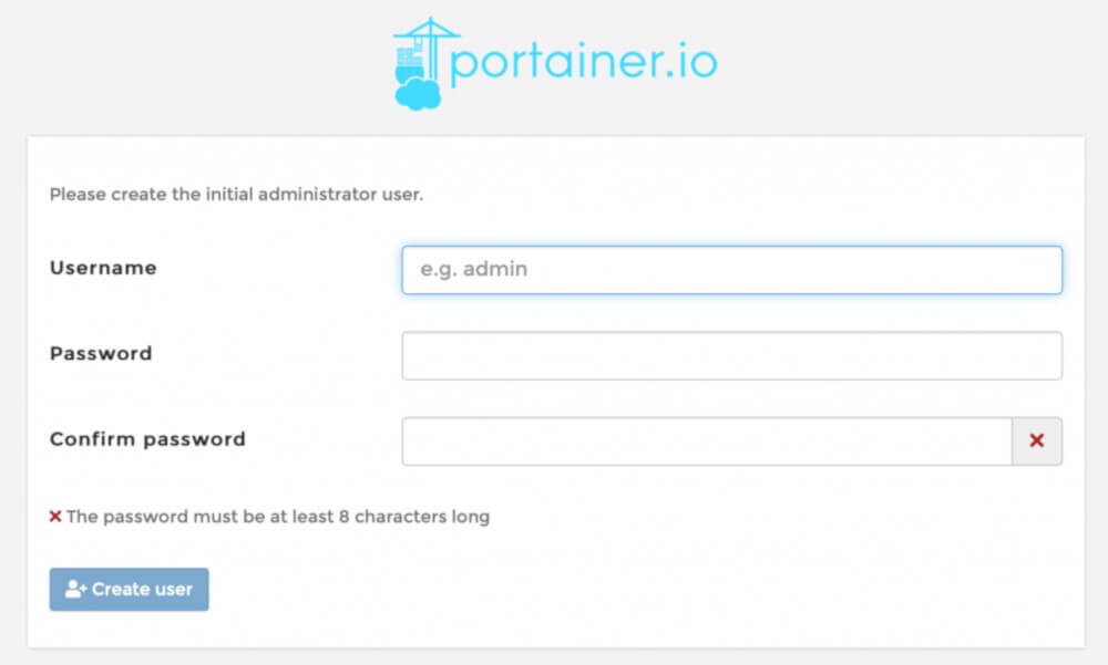 Δημιουργούμε ένα username και ένα password του διαχειριστή