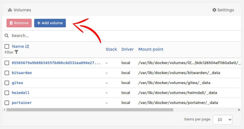 συνέχεια "Add volume" και προσθέτουμε τις πληροφορίες του