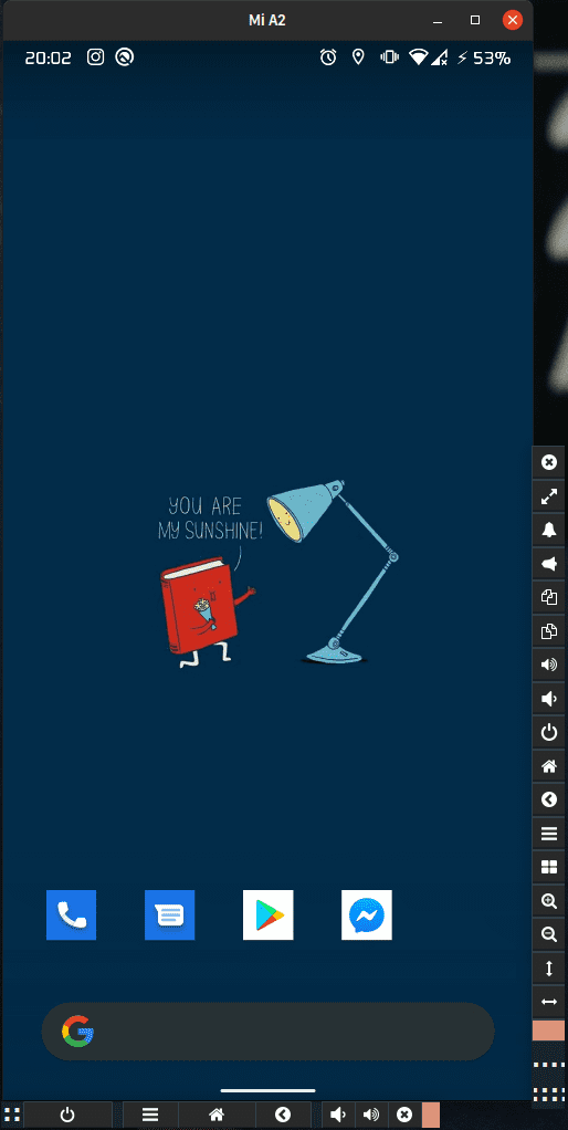 Πατώντας START SCRCPY και ανοίγει το κινητό μας σε ένα παράθυρο