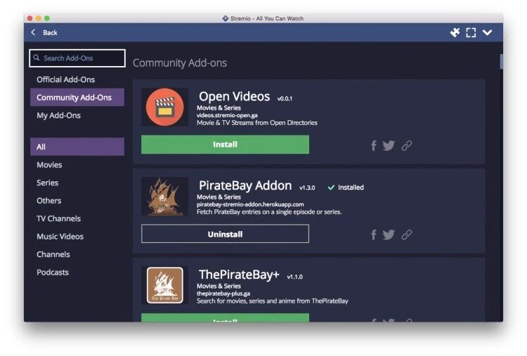  περιέχει επίσημα αλλά και κοινοτικά add-ons