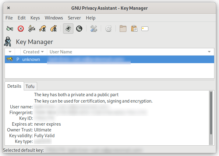 GPG Trezor GUI GPA assistant manager